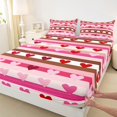 thumbnail image 3 of Castle Fairy Teens Love Heart Print Twin Sheet Sets,Stripes Bedding, 3 of 7