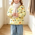 thumbnail image 6 of THDHVS Toddler Fleece Jacket,Unisex Kids Allover Print Lightweight Quilted Liner Jacket Stand Collar Button Front Short Winter,Girls Winter Coat Yellow 2-3 Years, 6 of 9