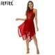 thumbnail image 2 of Vestido asimétrico de malla para mujer, con escote halter, sin mangas, con lentejuelas, para ballet, danza lírica, jazz, danza contemporánea moderna, 2 of 5