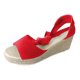 thumbnail image 1 of Bmisegm Women's Summer Fashion Cloth Strap Wedge Sandals Open Toe Fish Mouth Light Sandals Womens Sandals Summer Red 8, 1 of 7