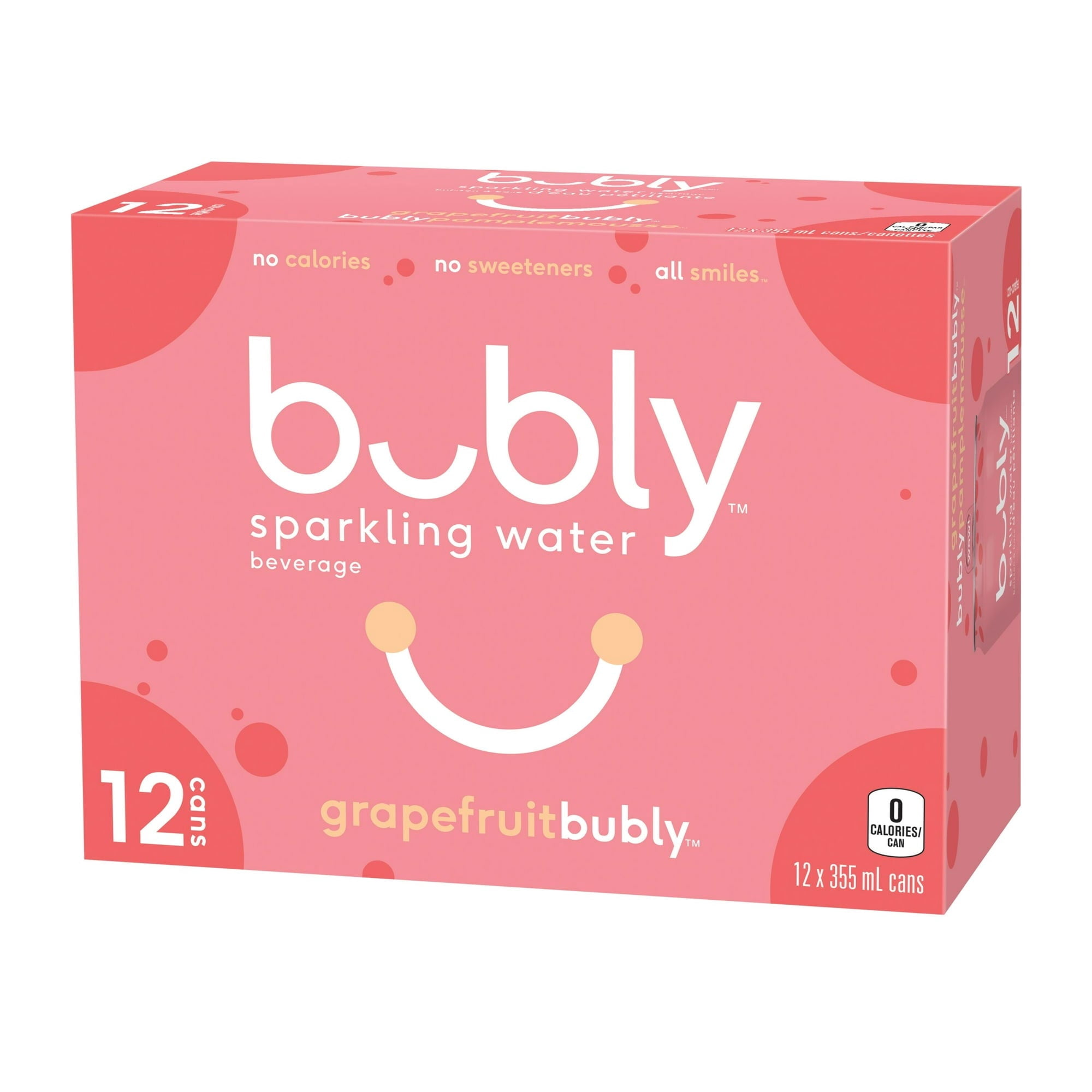 Bubly Grapefruit Sparkling Water Beverage, 12x355ml cans, 4.26L/144 oz