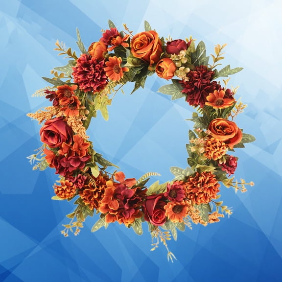 DEEPCRAFF Red Flower Wreath 1Pc Artificial Door Wreath for Front Door and Wall Decoration, Seasonal Home