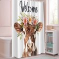 thumbnail image 5 of Shower Curtain Cute Bull Shower Curtains for Bathroom Decor, Waterproof Polyester Shower Curtain Set with Hooks, Extra Long 72" x 84" Flowers Wreath, 5 of 9