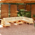 thumbnail image 1 of vidaXL 11 Piece Garden Lounge Set with Cream Cushions Solid Pinewood, 1 of 5