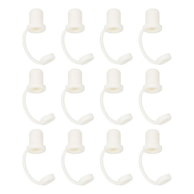 Unique Bargains 12pack Straw Cover Cap, White Silicone Straw Tips Cover Fits 8-10mm OD Drinking Straws, Reusable Dust-Proof Straw Tips