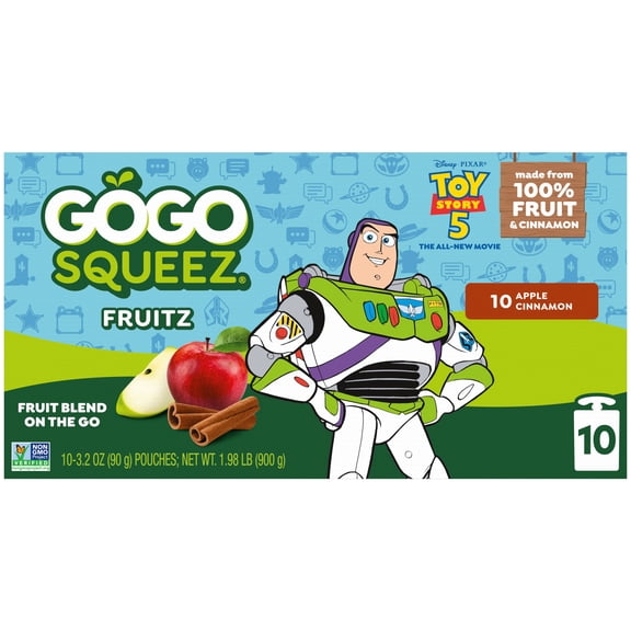 GoGo squeeZ No Sugar Added Apple Cinnamon Applesauce & Fruit Puree Pouches, 3.2 oz (10 Pack)