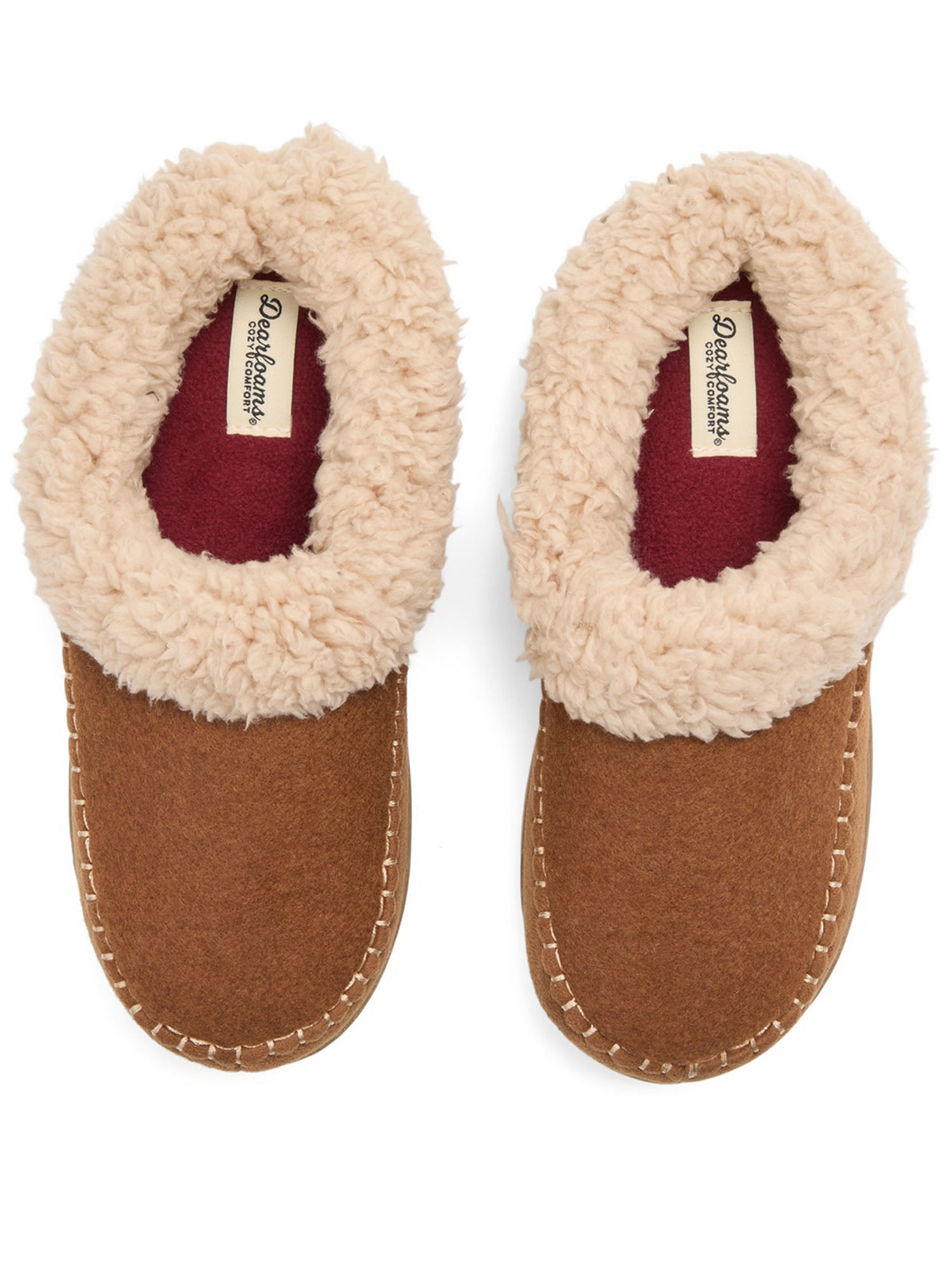 Dearfoams Women’s Cozy Comfort Moc Toe Clog Slippers