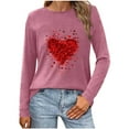 thumbnail image 2 of Zpanxa Valentines Shirts for Women Cute Long Sleeve Tops Fashion Crew Neck Loose T-Shirt Blouse Valentines Day Gifts Pink A, 2 of 4