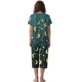 thumbnail image 2 of DISNIMO Moon Star Printed Women's Pajama Sets Soft Sleepwear Casual 2 Pcs Lounge Set Summer Tops and Capri Pant Pjs for Home, M, 2 of 7