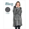 thumbnail image 3 of Bare Homey Adult Size Microplush Wearable Blanket, Round Trapezoid Pocket, Gray, 3 of 8