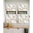 thumbnail image 2 of Abstract Short Blackout Curtains 24 Inch Long White Marble Pattern Gold Crack Texture Minimalism Rod Pocket Kitchen Curtains, 2 Panels Thermal Insulated Room Darkening Drapes for Bedroom, 42"W x 24"L, 2 of 5