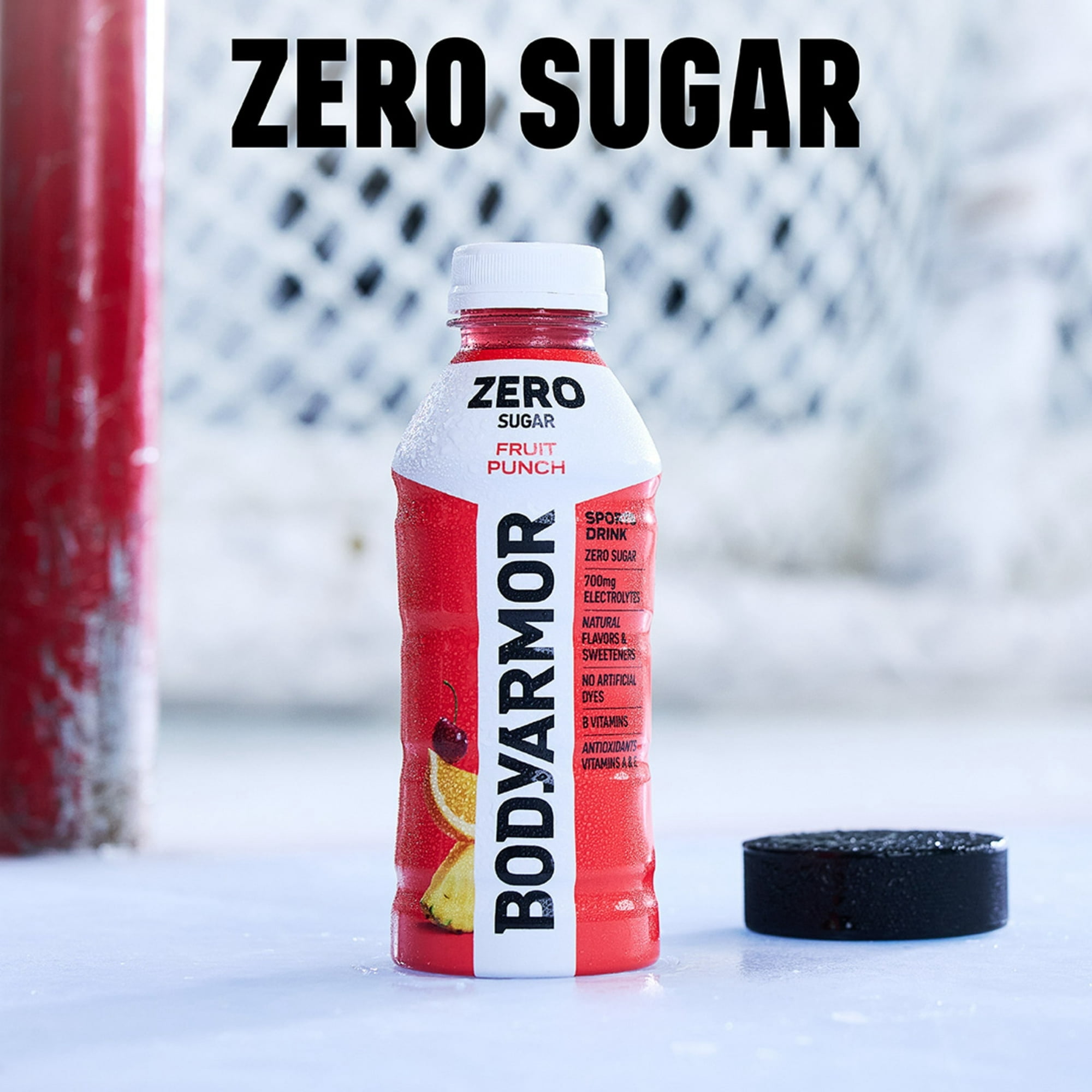 BODYARMOR Zero Sugar Fruit Punch Electrolyte Sports Drink, 16 fl oz, 4 Pack Bottles