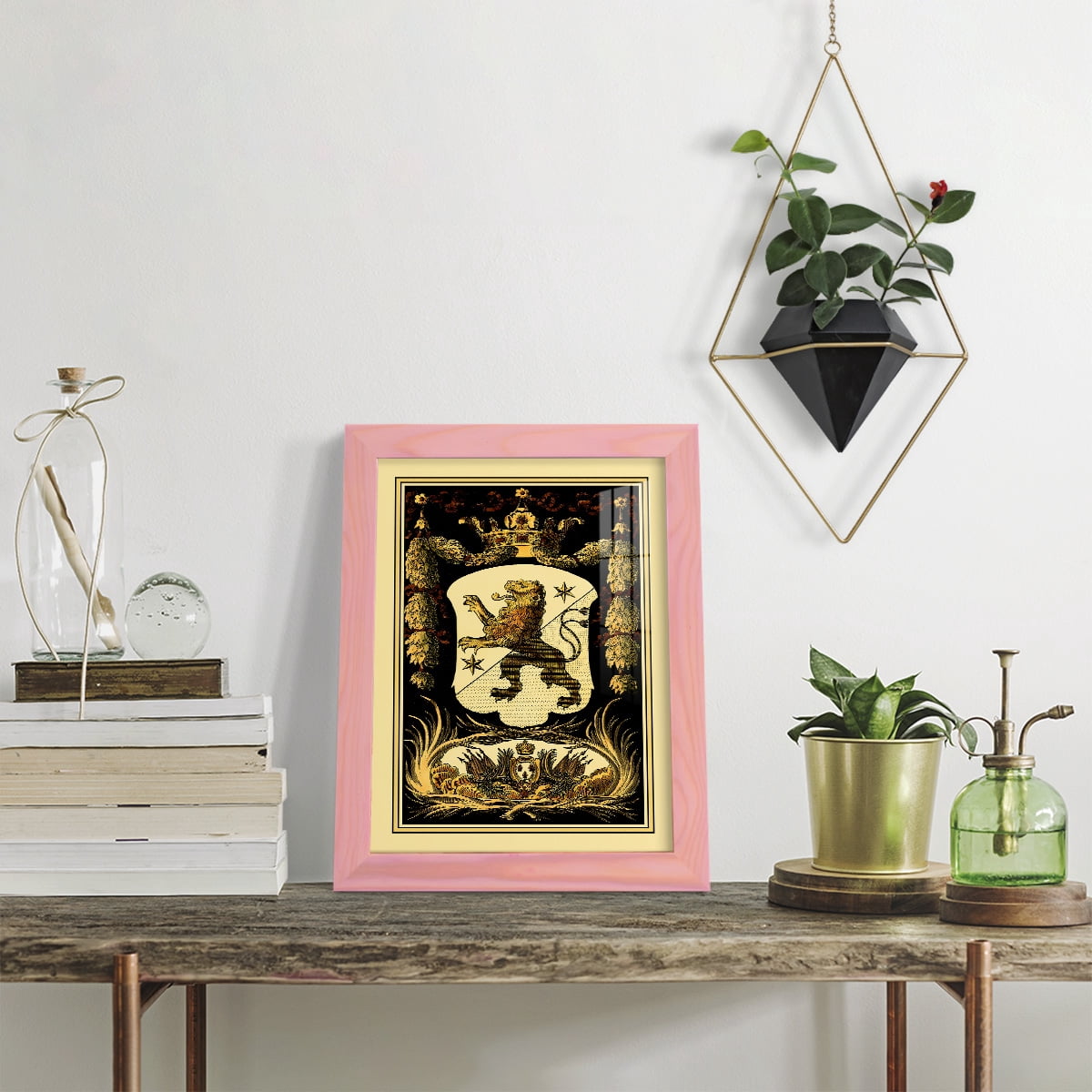 Family Crest III -Framed Print w/glass-Sunset Pink
