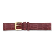 De Beer Brown Alligator Grain Leather Watch Band 16Mm Gold Color