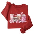 thumbnail image 2 of Amzcrzy Chandails en Molleton à Manches Longues pour Femmes Chemises pour Femmes Saint-Valentin Café Décontracté Imprimé Manches Longues Col Rond Chandail à Capuchon Imprimé Mode Chandail en Molleton Sans Tête TP, 2 of 8