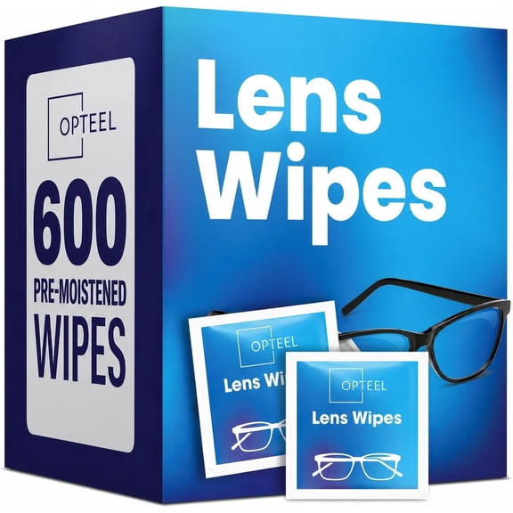 Lens Wipes for Eyeglasses - Pre-moistened Eyeglass Lens Cleaning Wipes - 600 Lens Wipes Individually Wrapped Sracth-Free Streak-Free Eye Glasses Wipes Lens Cleaner for Sunglass & Camera Lens