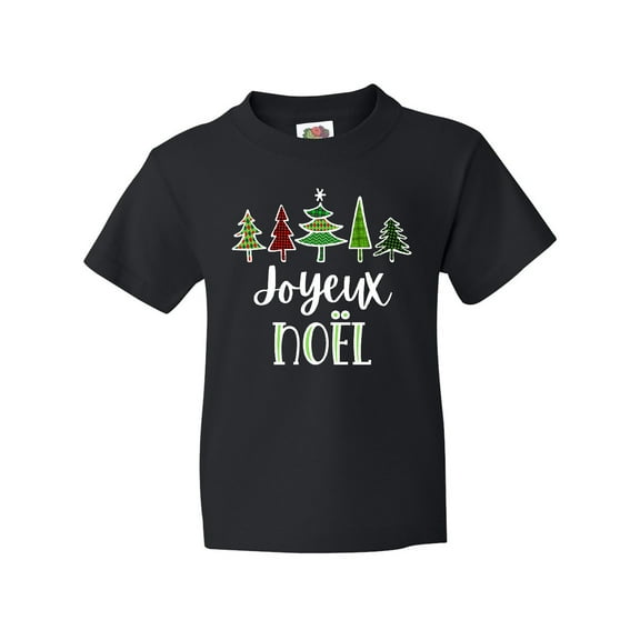 Inktastic Joyeux Noel with Christmas Trees Youth T-Shirt