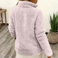 thumbnail image 4 of Quarter-Zip Pullover, Women Sherpa Fleece Jacket, Soft Half Zip Sweatshirt with Pocket, Cozy Soft Fluffy Sweaters, Comfortable Versatile Cloth, Must-have for Home Daily Use, Light Pink S, 4 of 5