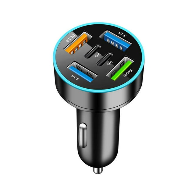 Dual Port 36W Car Charger with LED Voltage Display Fast PD QC3.0 Aluminum Alloy Universal Fit