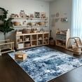thumbnail image 2 of Conbriboy Area Rugs For Study Area Rug, Dorm Rug 6x9 Machine Washable Non Slip Rugs, Low Pile Lightweight Chenille Print Rug For Bedroom, Dining Room, Home Office, Modern Abstract Dark Blue, 2 of 11