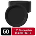 thumbnail image 2 of Exquisite Black 10" Heavy Duty 350 GSM Disposable Plastic Party Plates - 50 Count, 2 of 8