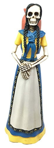 Day of The Dead Senorita Mexican Girl With Jarritos Pot On Her Back Figurine For Home Decor Collectible Dias De Los Muertos Decoration Gift