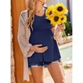thumbnail image 5 of Weardear 3 Packs Womens Maternity Shirts Flying Short Sleeve V Neck T-Shirt Summer Empire Waist Pregnancy Tops, 5 of 6