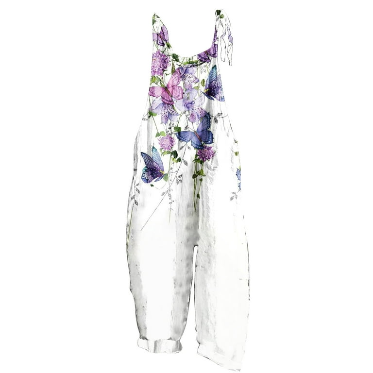 Summer Beach Boho Floral Print Overalls Backless Sexy Bodysuit