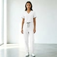 thumbnail image 6 of Scrubs for Women Set Stretch V-Neck Top & Jogger Pants with Drawstring Medical Nursing Uniforms Set with Pockets White XXL, 6 of 6