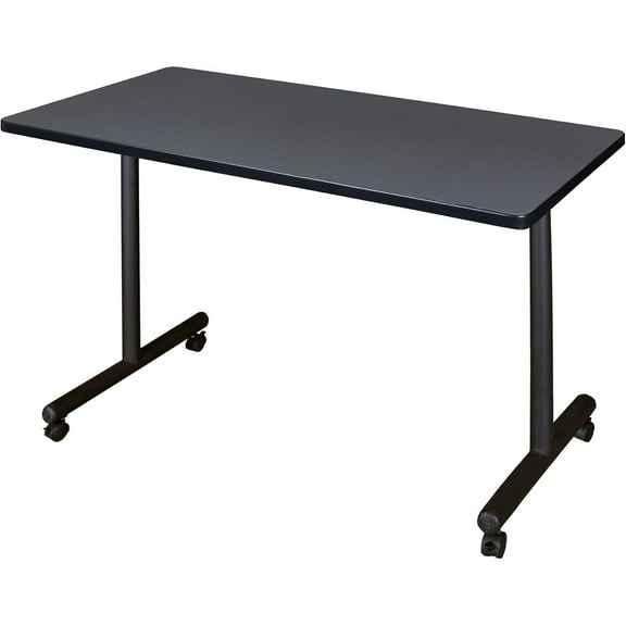 HomeStock Medieval Moods 42" x 24"Mobile Training Table- Grey, Adjustable and Foldable Office Table with Wheels for Meeting Rooms and Classrooms