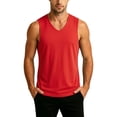 thumbnail image 2 of cllios Tank Tops Men Soft Comfy V Neck Sleeveless T Shirts Solid Color Lightweight Loose Fit Tank Top for Casual Summer Red XL, 2 of 6