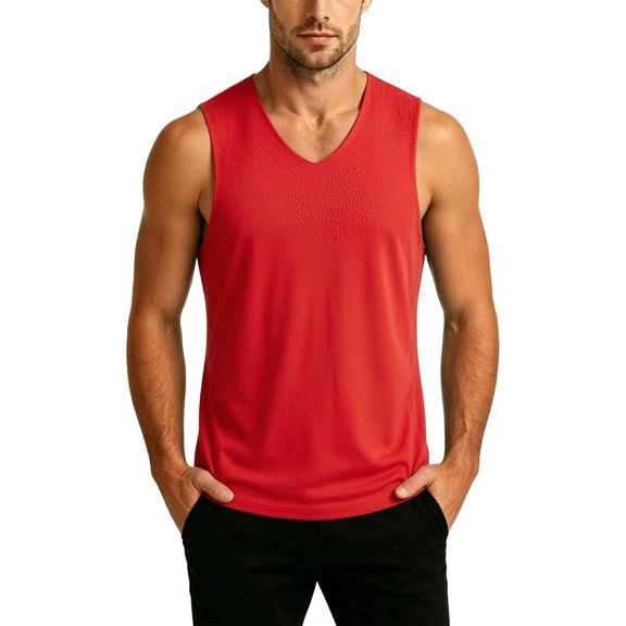 Ohufall Solid Color Tank Tops for Men Imitation German Velvet Wool Silk Top V Neck Seamless Thick Warm Undershirt