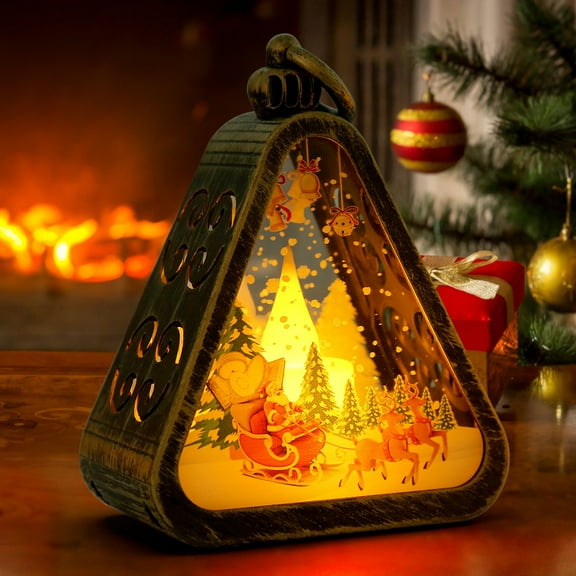 Pompotops Clearance Sales Christmas Decorations Vintage Night Light Luminous Gift Window Desktop Ornaments Arrangement Props Wind Lamps