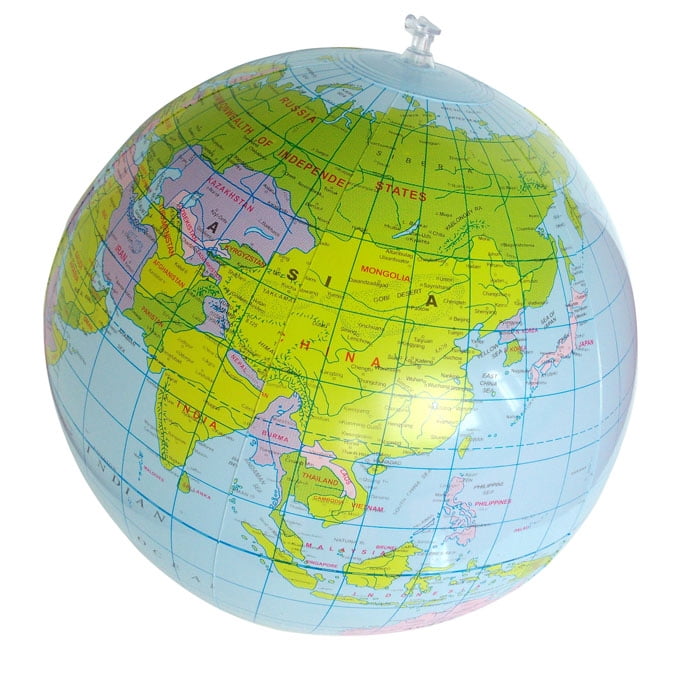 5 NEW INFLATABLE WORLD GLOBES BEACH BALL INFLATE EARTH MAP TEACHER AID GEOGRAPHY 