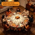 thumbnail image 6 of Round Halloween Tablecloth, 52 Inch Elastic Fitted Waterproof Table Cover, Spooky Ghost Bat Print for Halloween Table Decor, Halloween Party Supplies for Dining Room, 6 of 7