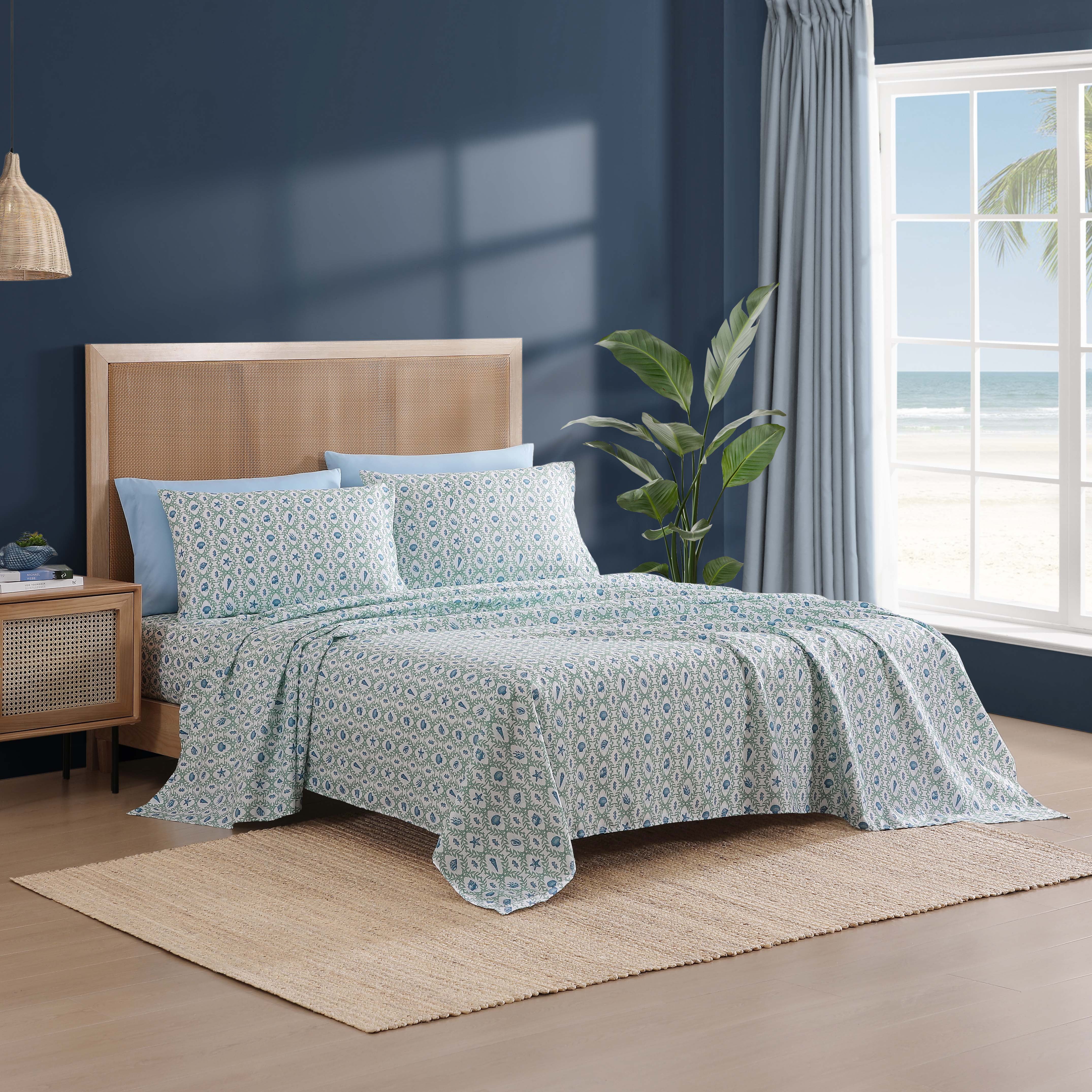 Caribbean Joe, Cooling 6PC Sheet Set, Full, Seaweed Trellis