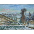 thumbnail image 2 of Pissarro, Camille 14x12 Black Ornate Wood Framed with Double Matting Museum Art Print Titled - Snow effect at the Hermitage, 2 of 4