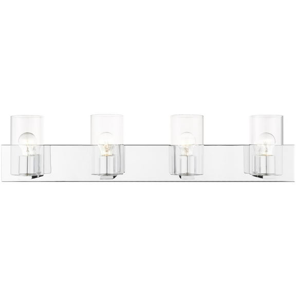 35.5 inch 4 Light Polished Chrome Bathroom Vanity light fixture with Clear Glass Shade
