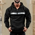 thumbnail image 6 of Men's Hoodies Casual Pullover Hooded Sweatshirt Long Sleeve Quarter Zip Hoody Tops With Kangaroo Pocket Black XXL, 6 of 6