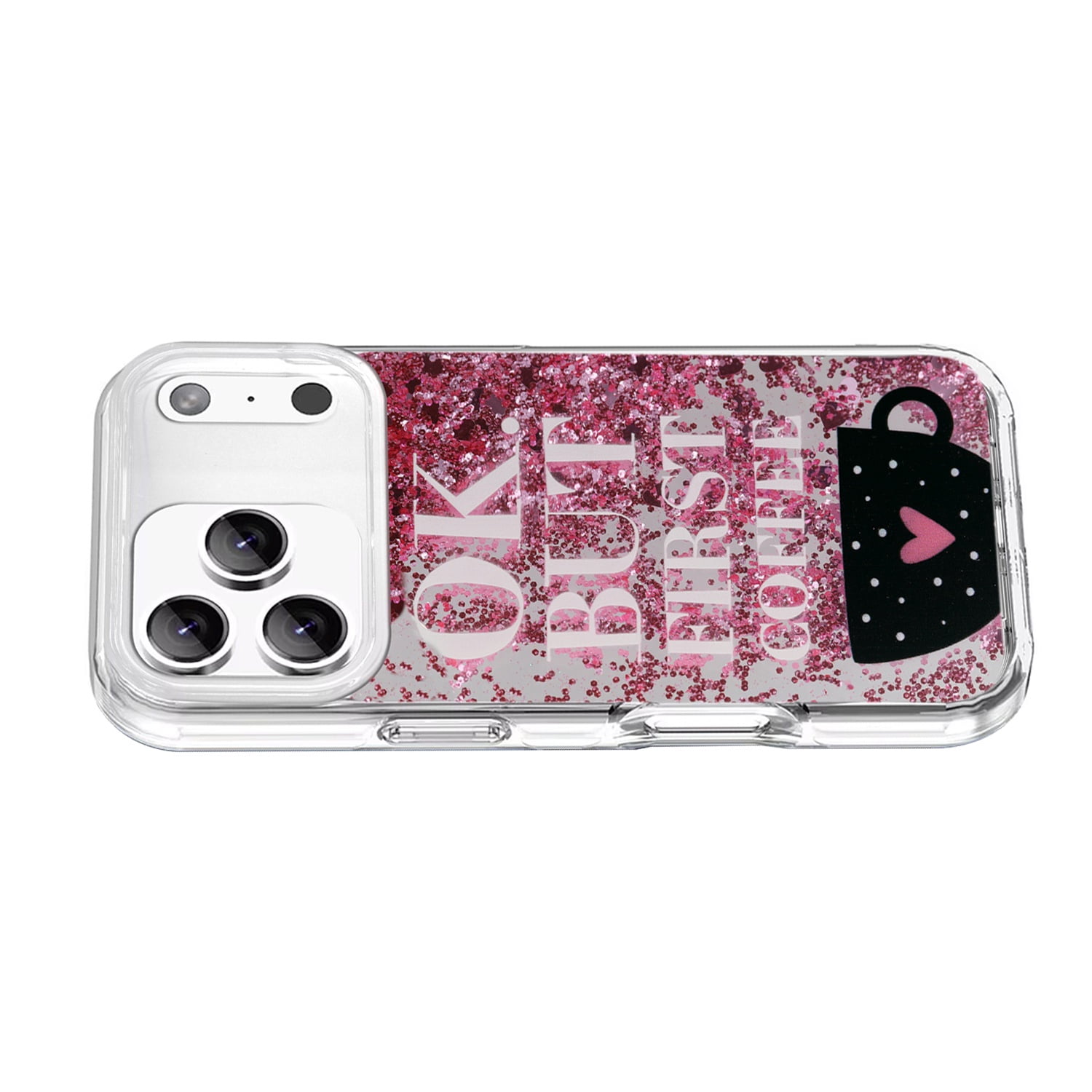Durable Liquid Quicksand Glitter Cover Case for iPhone 17 Pro Max - Pink