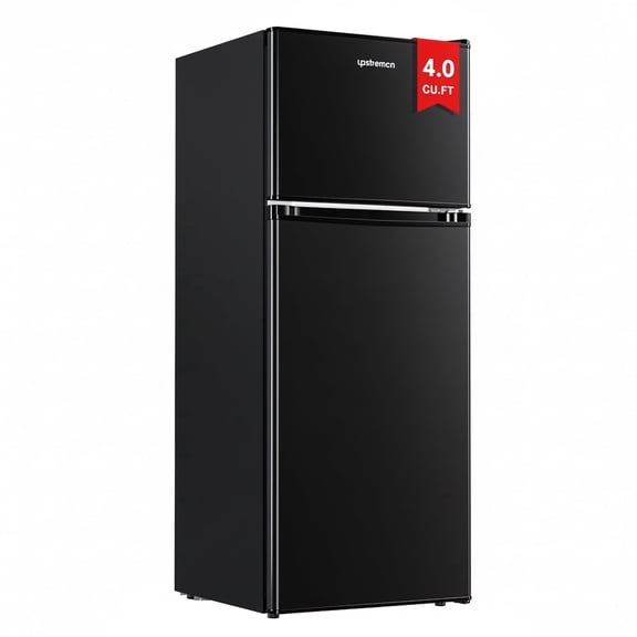 Upstreman 4.0 Cu.ft Small Refrigerator with Freezer, 2 Door Mini Fridge Compact Refrigerator for Apartment Dorm Office Bar RV Bedroom, Black BR401