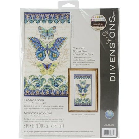 UPC: 0088677353230 | Dimensions Counted Cross Stitch Kit 8 X15  Peacock Butterflies (14 Count)
