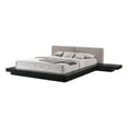 thumbnail image 2 of Nia King Platform Bed, Gray Faux Leather Upholstery, Black Nightstands, 2 of 7