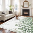 thumbnail image 3 of Area Rug for Living Room, Spring Emerald Green Eucalyptus Non-Slip Indoor Ex Large Carpet for Bedroom/Dining Room, Botanical Leaf Country Washable Low-Profile Rectangle Floor Runner Rugs - 8 x 10 Ft, 3 of 7