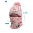 thumbnail image 3 of Deago Womens Winter Knitted Balaclava Pompom Beanie Hat Scarf Set Fleece Lined Thick Warm Skull Cap Cycling Ski Mask (Beige), 3 of 6