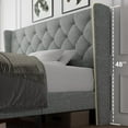 thumbnail image 6 of iPormis Queen Size Bed Frame with Diamond Button Tufted Wingback Headboard, Upholstered Platform Bed Frame with Strong Wood Slat Support, Light Gray, 6 of 9