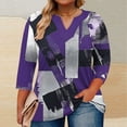 thumbnail image 2 of Women Blouses Dressy Casual 3/4 Length Sleeve Plus Size Tops ‘s Oversized Gradient Large V-Neck Three Quarter Sleeve Blouse Fashionable Loose And Casual Tops (Size:L-5XL), 2 of 5
