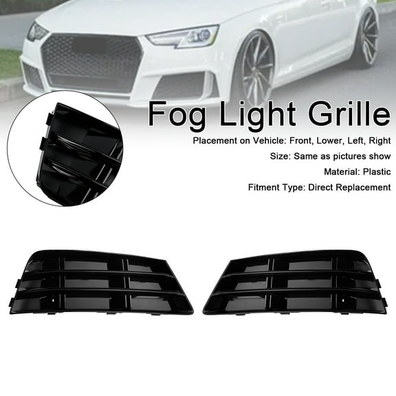 2PCS Front Fog Light Grill Lower Bumper Grille Fit AUDI A4 B9 2016-2018