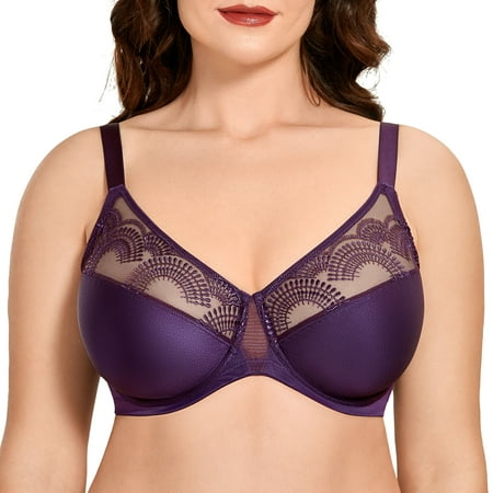 

AISILIN Women s Lace Bra Plus Size Unlined Underwire Full Coverage