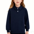 thumbnail image 1 of Sudaderas sin capucha Ropa para niños Camisas de colores sólidos para niños y niñas Sudaderas con solapa Sudaderas con hombros al descubierto Tops de primavera para niños Camiseta de algodón para niña, 1 of 6